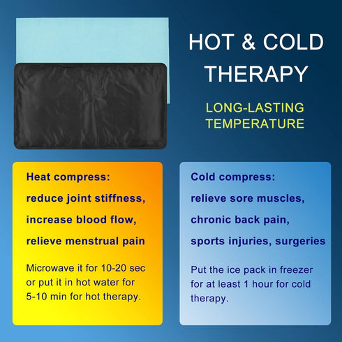 12"x 21" Extra Large Gel Ice Pack for Injuries, Reusable Cold Compress with Soft Fabric Cover