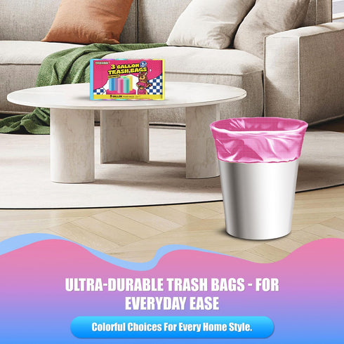 Small Trash Bags 3 Gallon, 150 Count, Unscented, 12 Liter Colored Plastic Liners for Bathroom and Home