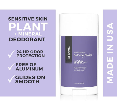 Rustic MAKA Natural Deodorant, Calming Fields - Aluminum-Free, Paraben-Free, Odor-Neutralizing with Lavender + Mint