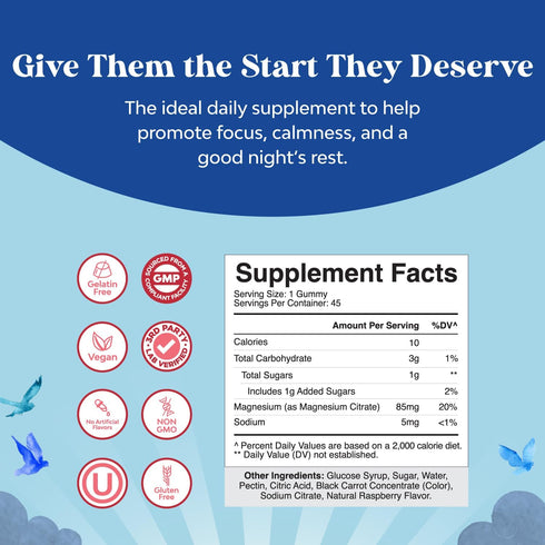 Relaxing Calm Magnesium Gummies for Kids, 85mg per Serving, Great Tasting Kids Magnesium Gummies for Daily Wellness