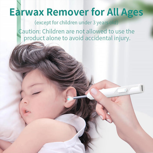 ?1296p?Ear Picker with Camera - Light-up Ear Picker, 8-Piece Set, Ear Cleaner for iOS and Android, Black
