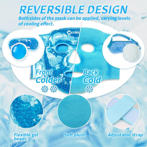 Face Ice Pack Cold Eye Cooling Mask, Reusable Beads for Puffy Eyes and Face Swelling, Soft Plush Backing