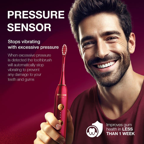 Wagner Stern WHITEN+ Edition Whitening Electric Toothbrush, 5 Brushing Modes, 8 Soft Brush Heads, Luxury Travel Case