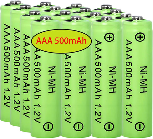 Yibatopow 16 Packs Rechargeable AAA 500mAh Batteries,Triple A 1.2v NiMH Precharged Solar Batteries