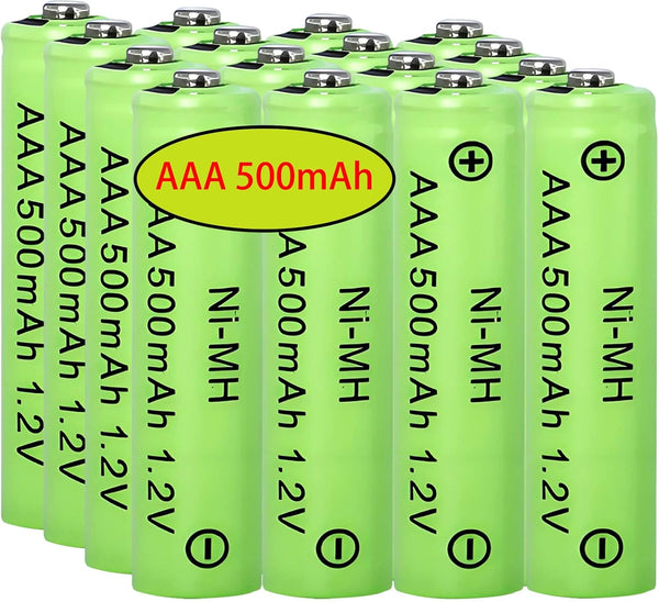 Yibatopow 16 Packs Rechargeable AAA 500mAh Batteries,Triple A 1.2v NiMH Precharged Solar Batteries