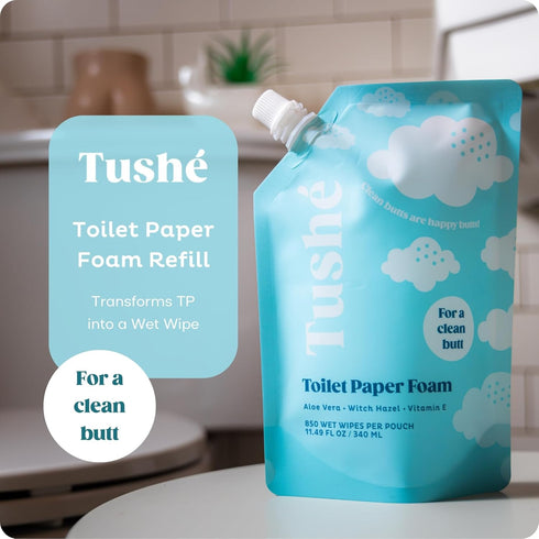 Toilet Paper Foam Spray Refill – Unscented, Flushable Wet Wipe Alternative for Sensitive Skin – 340ml (11.49 fl oz)