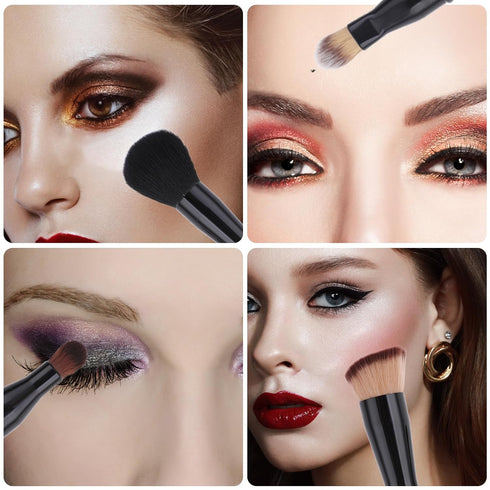 4 in-1 Makeup Brush Set - Foundation, Blush, Eyeshadow, Concealer Brush, All-in-One Travel Makeup Brushes