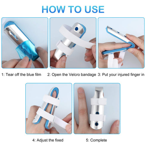 BBTO 10 Pieces Finger Splint, Metal Finger Support Knuckle Stabilizer with Soft Foam Interior, 3 Sizes.