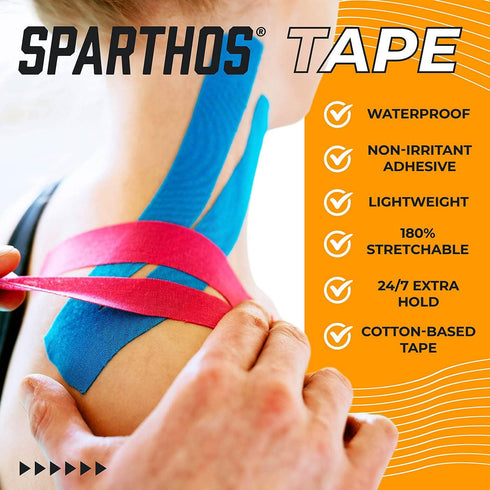 Sparthos Kinesiology Tape - Incredible Support for Athletic Sports and Recovery - Uncut 2 inch x 16.4 feet Roll