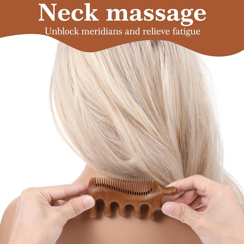 HJZHII 4 1 Wooden Scalp Comb, Scalp Massage Tool Scalps Massager Hair Growth Wooden Massage Comb in Sandalwood Gua Sha