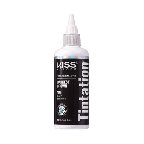 Red by Kiss Tintation Semi-Permanent Hair Color, Long-Lasting Dye with Aloe Vera, Argan Oil (Darkest Brown, 5 Fl Oz)