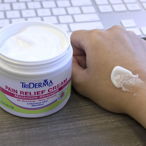 TriDerma Pain Relief Cream Maximum Strength, FSA Eligible for Foot, Back, and Muscle Pain Relief - 2 oz Jar