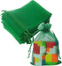 100 Count Organza Drawstring Gift Bags - 5x7 Inch Sheer Fabric Mesh Green Pouch for Jewelry, Party Favors, Wedding