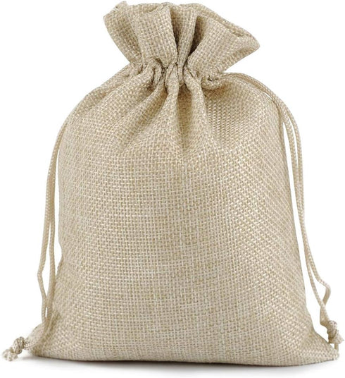 25/50/100PCS Burlap Gift Bags, Lucky Monet Wedding Hessian Jute Bags with Drawstring for Birthday, Party, Wedding