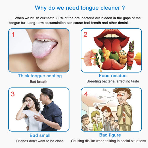 New Version Tongue Scraper Cleaner for Adults & Kids, Medical Grade Metal Brushes for Fresh Breath (4 pcs)