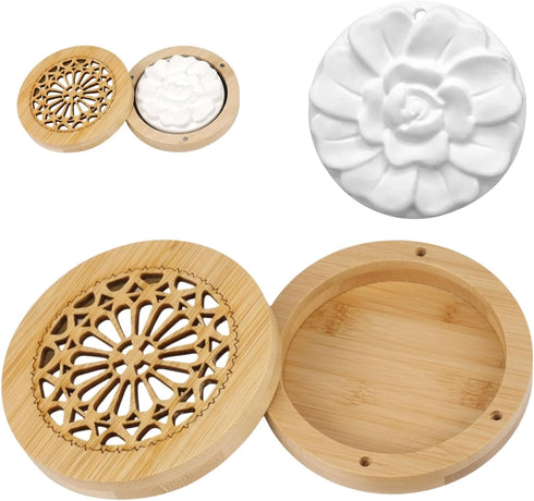 Ujukoxc 1set 3.5in Aromatic Bamboo Carving Box Set for Home Scenting,Passive Essential Oil