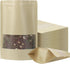 100 Pcs Resealable Kraft Paper Bags, Stand Up Pouches with Matte Window, Zip Lock Food Storage Bags (Kraft Paper,