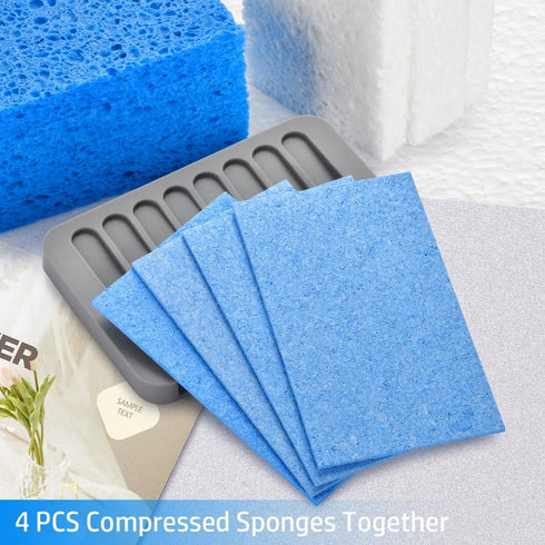 Mcyye 4PCS Compressed Kitchen Sponges for Household Use, Zero Scratch Scrub Dish Sponge Kitchen, Dual Sided