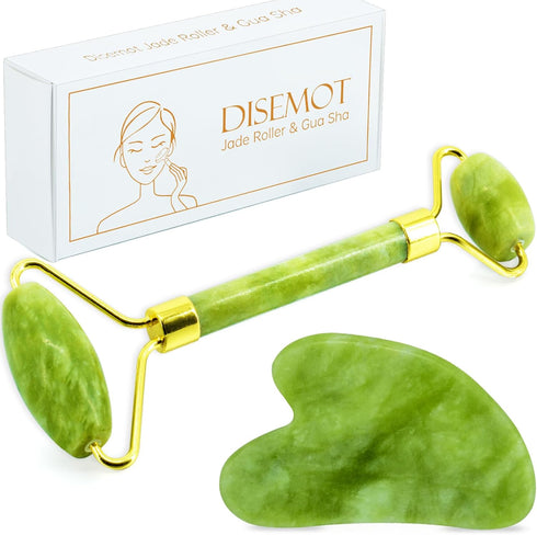 Jade Roller & Gua Sha Facial Tools, Natural Anti-Aging Skin-Care Tool for Rejuvenating Facial Skin