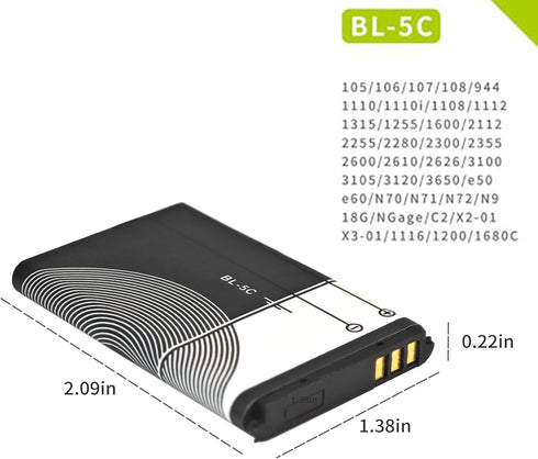 WENPZERAY BL-5C 3.7V 1020mAh 10 Rechargeable Battery Suit for Home Household Radio with Current Protection Pieces
