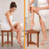 MISSEND 15 Shower Foot Rest in, Acacia Shower Stool for Shaving Legs,Corner Bath Shower Bench with Starage Shelf