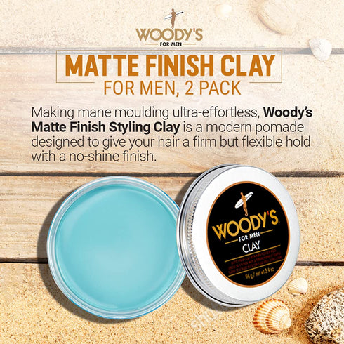 Woody's Clay for Men, Matte Finish with Firm and Flexible Hold, 3.4 oz. 1-pc