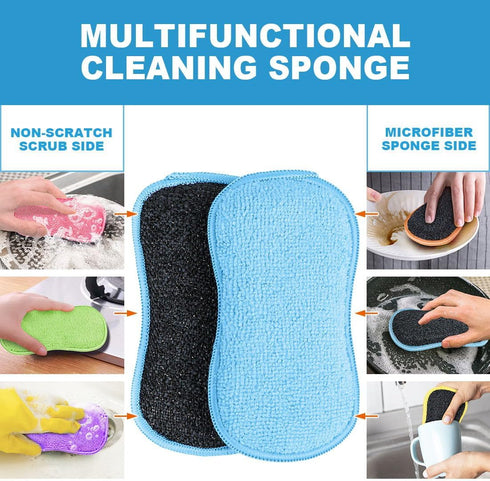 HOMEXCEL 12 Pack Multi-Purpose Scrub Sponges, Non-Scratch Microfiber Sponge for Efficiently Cleaning Dishes