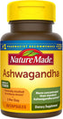 Nature Made Ashwagandha Capsules, 125mg for Stress Support, 60 Capsules, 60 Day Supply