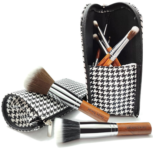 Travel Makeup Brushes Set with Case, 8 Pcs Travel Size Makeup Brush Set for Foundation, Powder, Eyebrow, Eye Shadows,