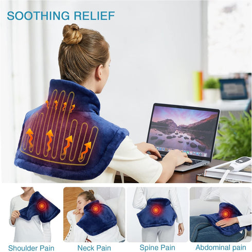 CAROMIO Weighted Heating Pad for Neck and Shoulders, Large Electric Fast Heating Pad for Pain Relief