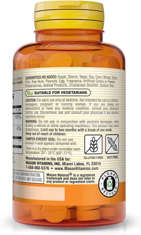 Mason Natural Vitamin Melatonin 5 Mg with Vitamin B-6 | Extra Strength 60 Count