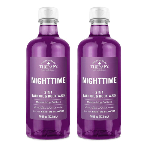 Village Naturals Therapy Foaming Bath Oil and Body Wash, Nighttime Relief, 16 oz, Pack of 2