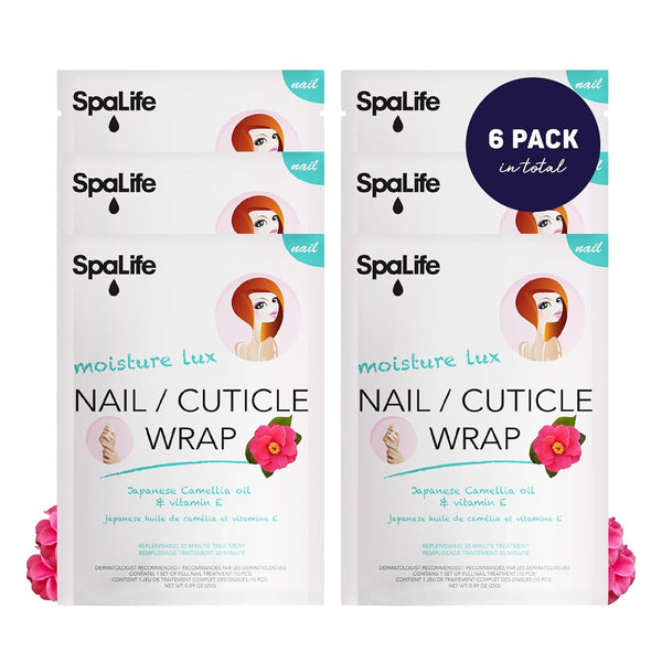 SpaLife Japanese Camellia Oil & Vitamin E Nail Cuticle Wrap 6-Pack (60 Count) - Hydrating Nail Masks