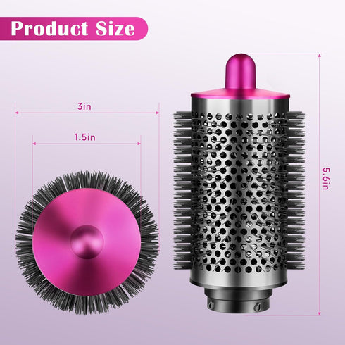 Large Round Volumizing Brush for Dyson Airwrap Attachments, Big Size Hair Styler Blow Dryer Brush (Rose)