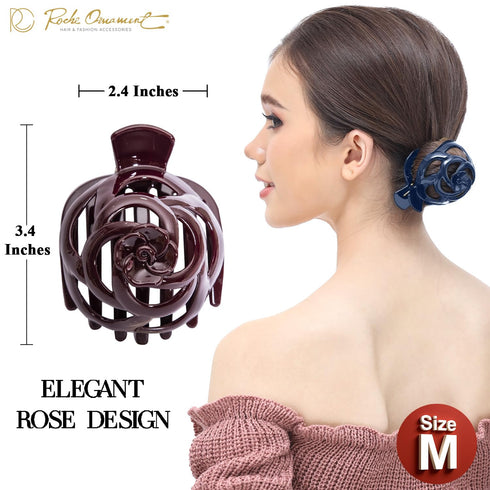 RC ROCHE ORNAMENT 6 Pcs Bun Maker Hair Clip, Side Slide Round Dome Comb Clamp Updo, Medium Classic Multicolor