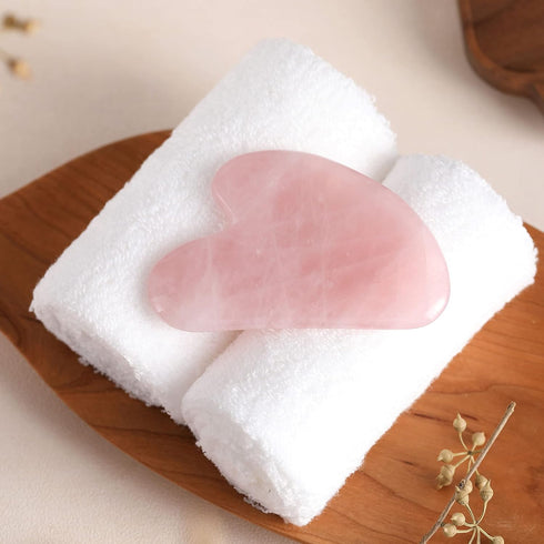 Natural Rose Quartz Gua Sha Facial Tools for Face Sculpting, Shaping, Reduce Puffiness, Massage Stone for Eyes and Body