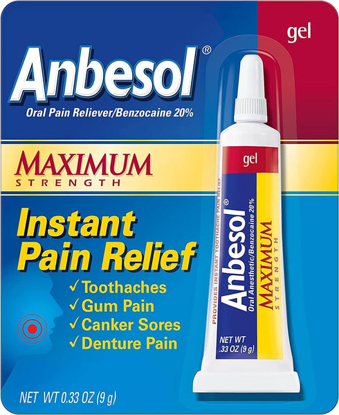 Anbesol Gel Maximum Strength - 0.33 oz (Pack of 2)
