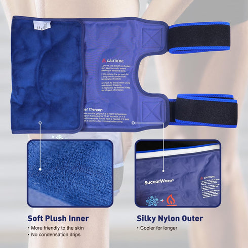 Knee Ice Pack Wrap for Injuries - Reusable Hot & Cold Gel Bags for Leg, Back, Shoulders, Arms, Elbow Injuries, Pain