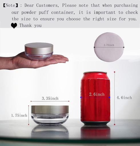 Powder Puff Reusable Empty Makeup Container with Elasticated Net Sifter for Setting Powder and Daily Use