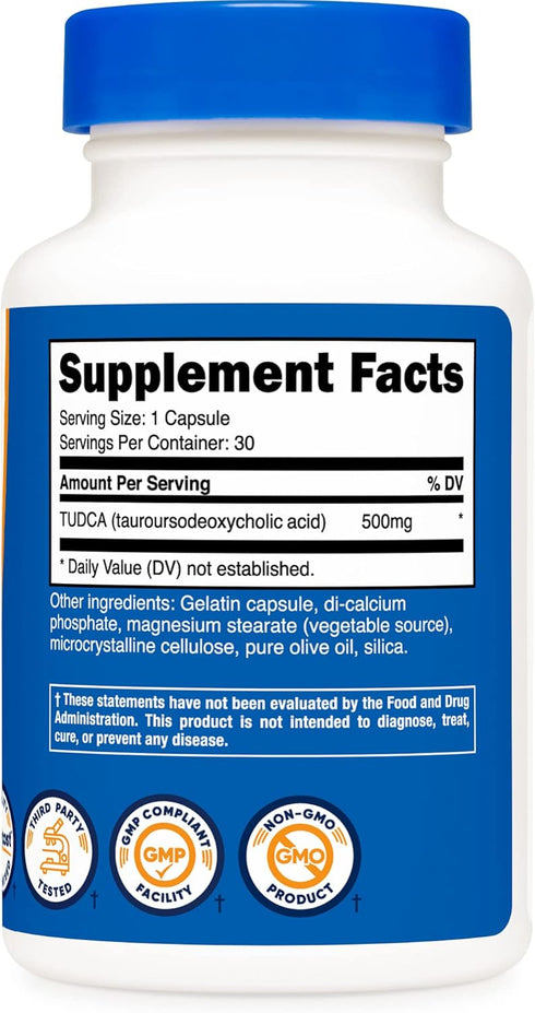 Nutricost Tudca 500mg, 30 Capsules, Tauroursodeoxycholic Acid, Premium Quality, Gluten Free