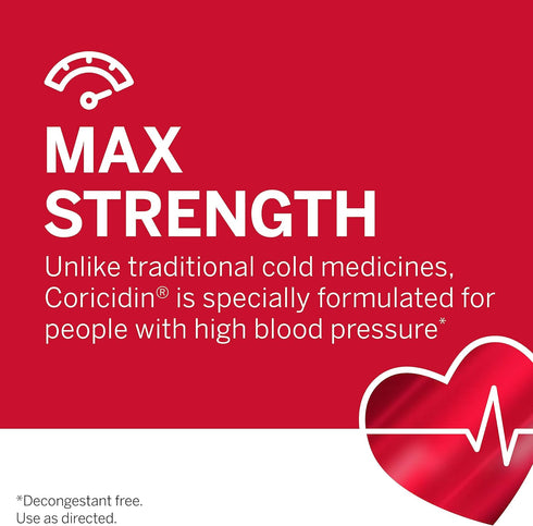 Coricidin HBP Maximum Strength Multi-Symptom Flu Tablets for Body Aches, Cold and Cough Relief, 24 Count.