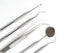 Dental Hygiene Set of 5 - Stainless Steel Tarter Scraper, Toothpick, Mouth Mirror, Ideal for Personal Use