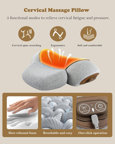VANJUNBILL 3-in-1 Neck Massager Pillow, Neck Pillow, Massage Neck Hump for Shoulder Relief,Relieves Deep Tissue by