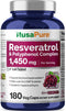 NusaPure Resveratrol & Polyphenol Complex, 1450mg - 180 Vegetarian Caps (Non-GMO, Vegan)