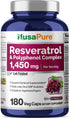 NusaPure Resveratrol & Polyphenol Complex, 1450mg - 180 Vegetarian Caps (Non-GMO, Vegan)