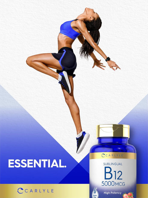Carlyle Vitamin B12 5000mcg - 250 Fast Dissolve Tablets, Natural Berry Flavor, Vegetarian, Non-GMO & Gluten Free