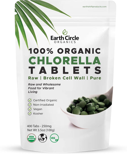 Organic Chlorella Tablets 400 Count | High Potency Superfood | Chlorophyll Pills from 100% Pure Green Algae | Vegan,