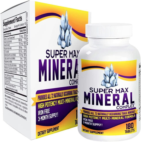 3-Month Multimineral Supplement (Iron Free), 72 Trace Minerals, High Potency Multi Mineral, 180 Tablets