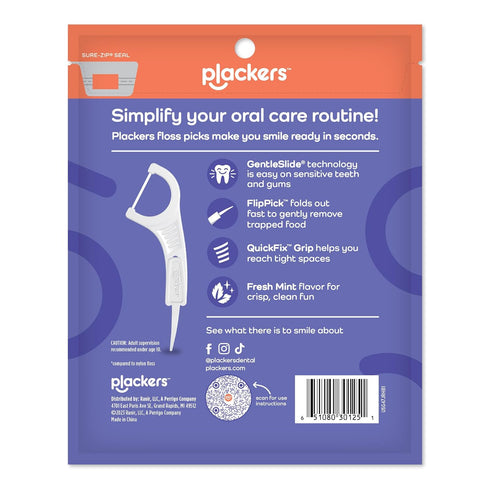 Plackers Gentle Line Floss Picks, 150 Count, Fresh Mint Flavor, Fold-Out FlipPick, QuickFix Grip, Easy Storage with