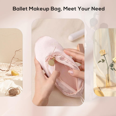 Ballet Shoe Makeup Bag, Small Cosmetic Bag for Trip Portable Cosmetic Travel Bag, Makeup Organizer Bag Cosmetic Organizer for Woman Girl Dancer Lover